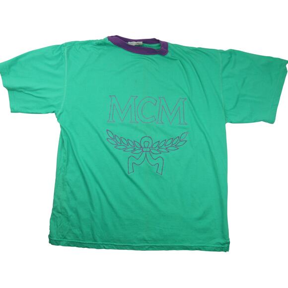 Vintage MCM Brand Embroidered Spellout Logo Shirt - Picture 1 of 9